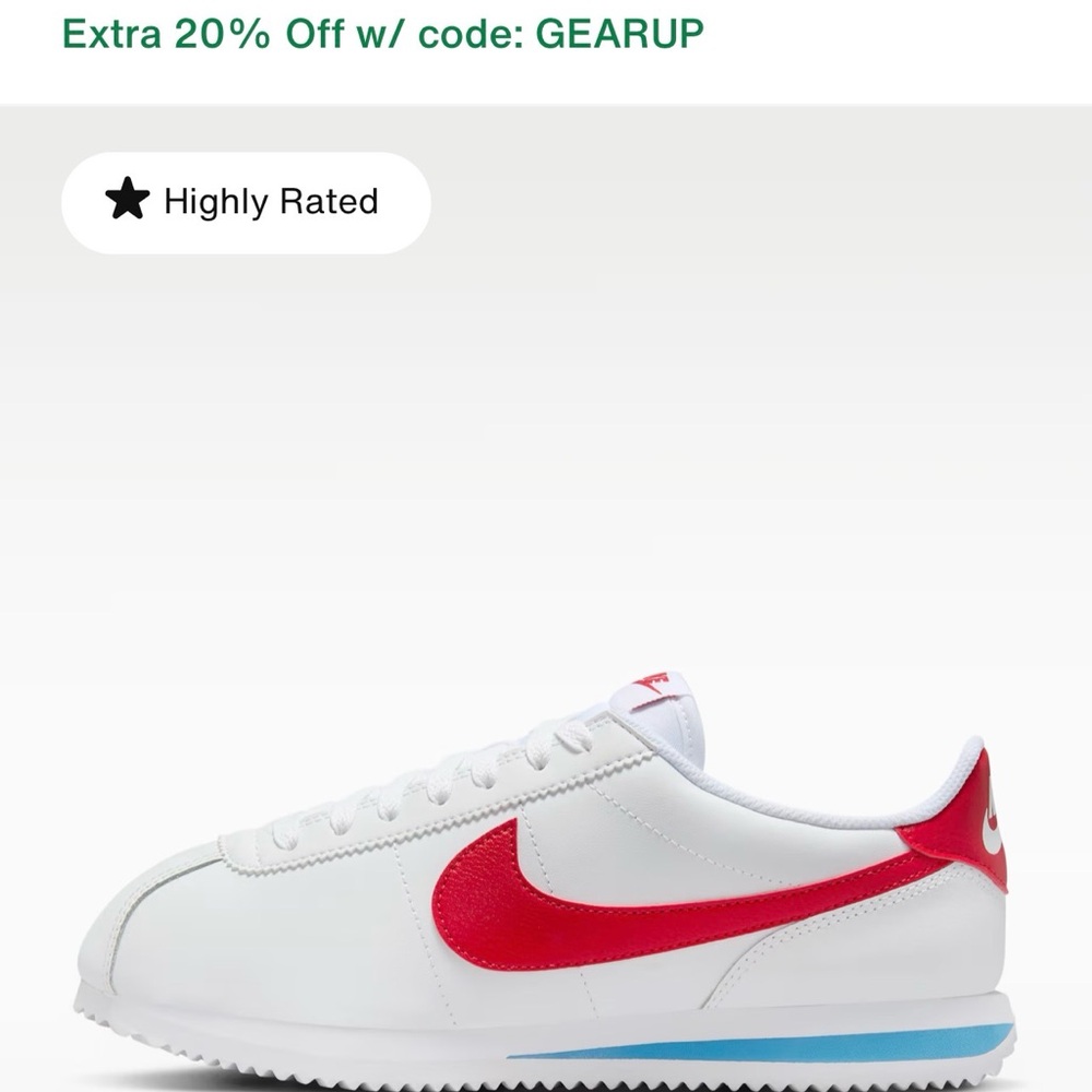 Nike Kids White and Red Cortez Sneakers